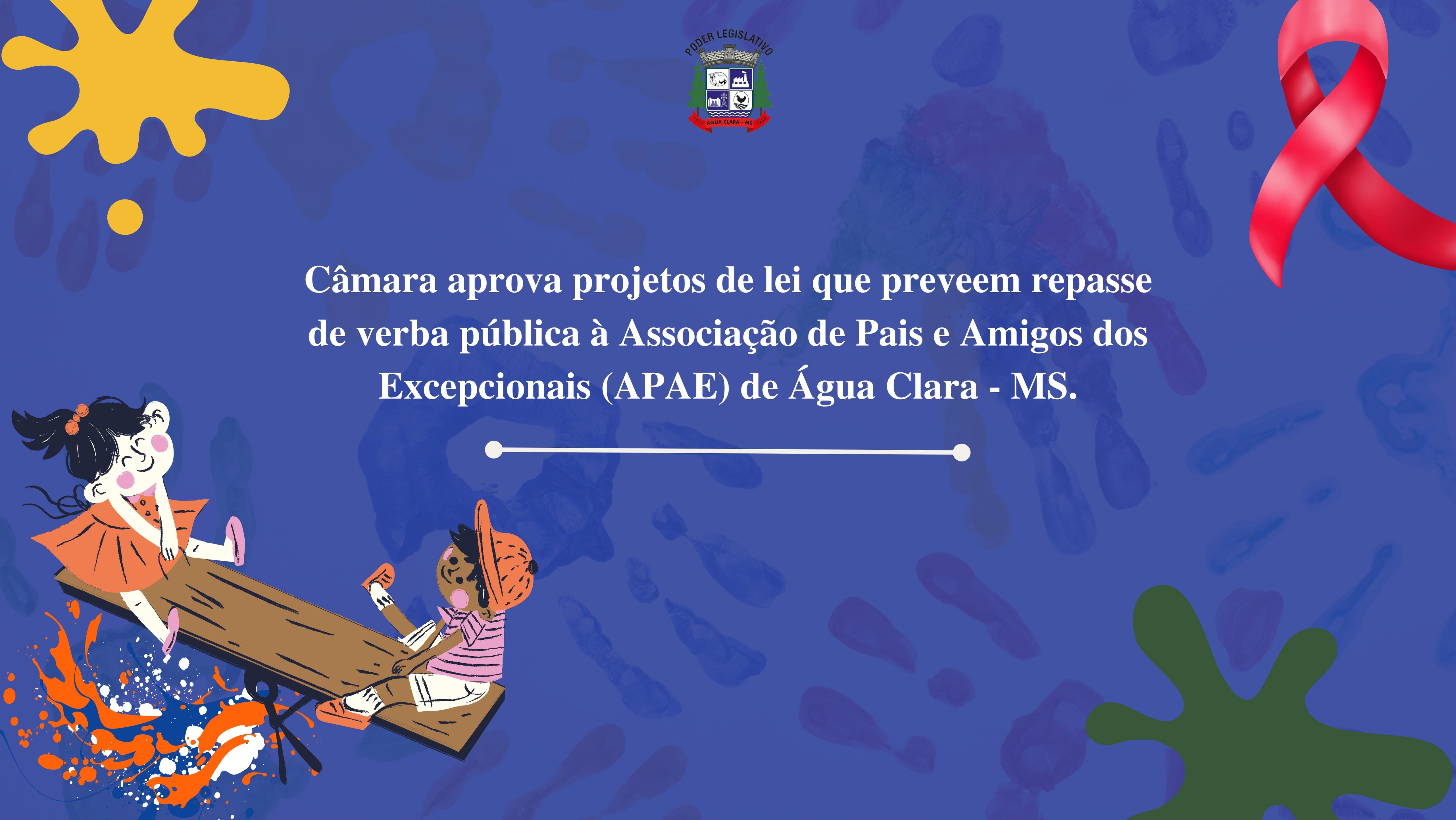 Câmara aprova parceria entre Poder Executivo Municipal e Associação de Pais e Amigos dos Excepcionais (APAE) de Água Clara