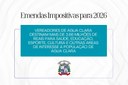 Emendas impositivas somam R$ 3,66 milhões e reforçam investimentos públicos em Água Clara em 2026