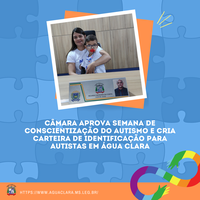 Plenário aprova projeto que institui Semana de Conscientização sobre o Autismo e Carteira de Identificação da Pessoa com Transtorno do Espectro Autista em Água Clara